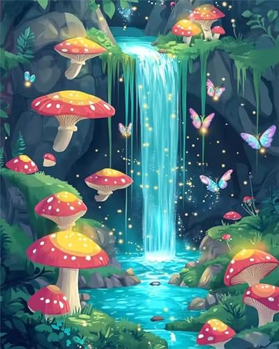 Puzzle 1000 Teile Erwachsene,Puzzle für Erwachsene und Kinder 1000 Teile,Gehirn-Herausforderung,Puzzles Pädagogisches Spiel,Puzzles mit Pilz-Wasserfall-Motiv von Tainrun