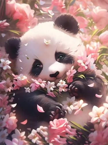 Puzzle 1000 Teile Erwachsene,Puzzle für Erwachsene und Kinder 1000 Teile,Gehirn-Herausforderung,Puzzles Pädagogisches Spiel,Puzzles mit Rosa Blume Panda-Motiv von Tainrun