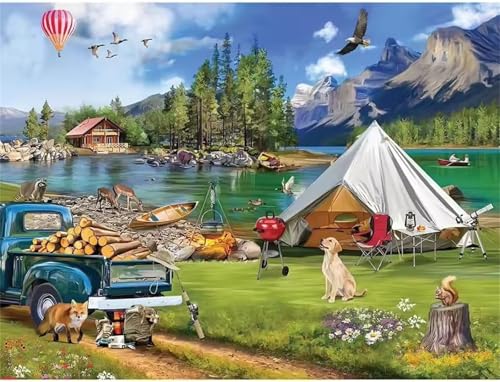 Puzzle 1000 Teile Erwachsene,Puzzle für Erwachsene und Kinder 1000 Teile,Gehirn-Herausforderung,Puzzles Pädagogisches Spiel,Puzzles mit See-Zelt-Motiv von Tainrun