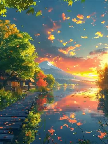 Puzzle 1000 Teile Erwachsene,Puzzle für Erwachsene und Kinder 1000 Teile,Gehirn-Herausforderung,Puzzles Pädagogisches Spiel,Puzzles mit Sonnenuntergang am See-Motiv von Tainrun