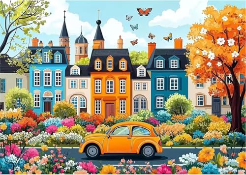 Puzzle 1000 Teile Erwachsene,Puzzle für Erwachsene und Kinder 1000 Teile,Gehirn-Herausforderung,Puzzles Pädagogisches Spiel,Puzzles mit Stadtauto-Motiv von Tainrun