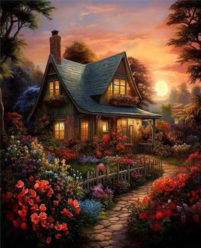 Puzzle 1000 Teile Erwachsene,Puzzle für Erwachsene und Kinder 1000 Teile,Gehirn-Herausforderung,Puzzles Pädagogisches Spiel,Puzzles mit Sunset Cottage-Motiv von Tainrun