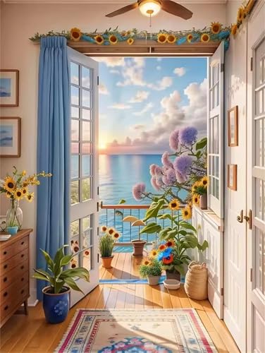 Puzzle 1000 Teile Erwachsene,Puzzle für Erwachsene und Kinder 1000 Teile,Gehirn-Herausforderung,Puzzles Pädagogisches Spiel,Puzzles mit Zimmer Meerblick-Motiv von Tainrun