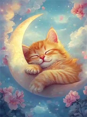 Puzzle 1000 Teile Erwachsene Wolke Mond Katze, DIY Klassische Jigsaw Puzzles Legespiel, Geschicklichkeitsspiel für Die Ganze Familie, Puzzles Farbenfrohes für Home Dekoration von Tainrun