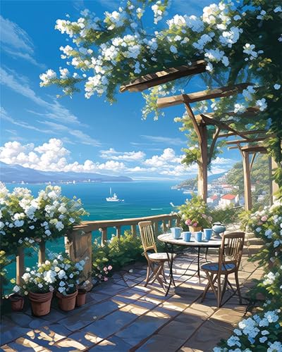 Puzzle 1000 Teile für Erwachsene, Terrassenblumen aus Holz 75x50cm Puzzle Erwachsene 1000 Teile Lernspiel Herausforderung Spielzeug, Geschicklichkeitsspiel für die ganze Familie von Tainrun