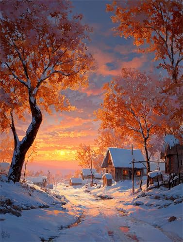 Puzzle 1000 Teile für Erwachsene, Verschneite Winterlandschaft 75x50cm Puzzle Erwachsene 1000 Teile Lernspiel Herausforderung Spielzeug, Geschicklichkeitsspiel für die ganze Familie von Tainrun