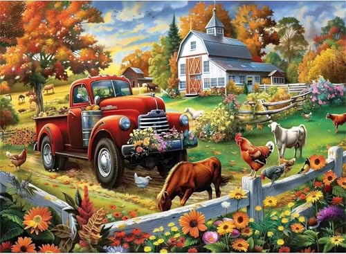 Puzzle 120 Teile Erwachsene,Puzzle für Erwachsene und Kinder 120 Teile,Gehirn-Herausforderung,Puzzles Pädagogisches Spiel,Puzzles mit Herbstlicher Bauernhof-Motiv von Tainrun