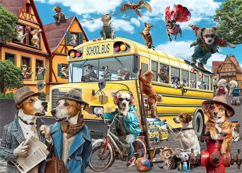 Puzzle 120 Teile Erwachsene,Puzzle für Erwachsene und Kinder 120 Teile,Gehirn-Herausforderung,Puzzles Pädagogisches Spiel,Puzzles mit Hundebus-Motiv von Tainrun