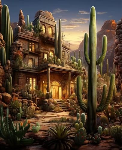 Puzzle 120 Teile Erwachsene,Puzzle für Erwachsene und Kinder 120 Teile,Gehirn-Herausforderung,Puzzles Pädagogisches Spiel,Puzzles mit Kaktus-Villa-Motiv von Tainrun