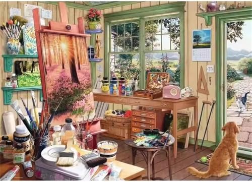 Puzzle 120 Teile Erwachsene,Puzzle für Erwachsene und Kinder 120 Teile,Gehirn-Herausforderung,Puzzles Pädagogisches Spiel,Puzzles mit Zimmer Hund-Motiv von Tainrun