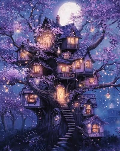 Puzzle 120 Teile für Erwachsene, EIN Herausforderndes Rätsel, Kreative Unterhaltung Puzzles Wunderschönes Dekoration Puzzle Geschenke, Thema:Baumhaus-Nacht von Tainrun