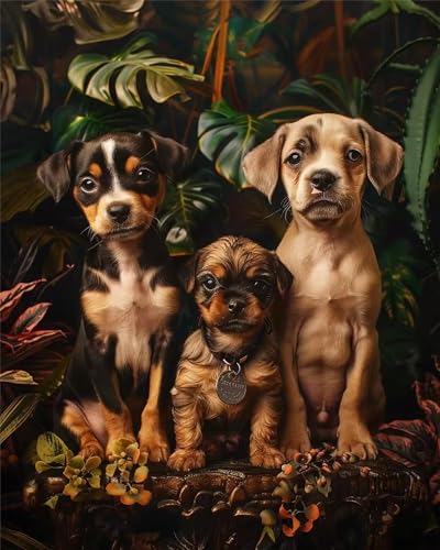 Puzzle 120 Teile für Erwachsene, EIN Herausforderndes Rätsel, Kreative Unterhaltung Puzzles Wunderschönes Dekoration Puzzle Geschenke, Thema:Palmblatt-Hunde von Tainrun