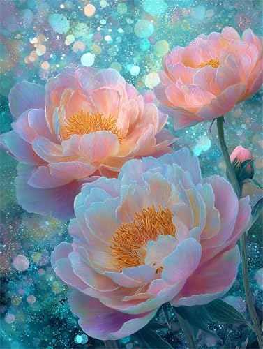 Puzzle 120 Teile für Erwachsene, EIN Herausforderndes Rätsel, Kreative Unterhaltung Puzzles Wunderschönes Dekoration Puzzle Geschenke, Thema:Pfingstrose Blumen Glitzer von Tainrun