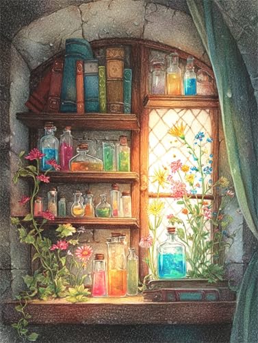 Puzzle 120 Teile für Erwachsene, EIN Herausforderndes Rätsel, Kreative Unterhaltung Puzzles Wunderschönes Dekoration Puzzle Geschenke, Thema:Pflanzenreagenz Fensterbank von Tainrun