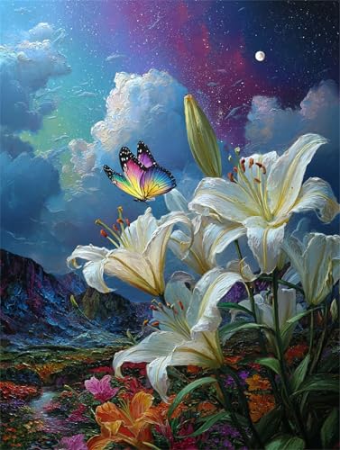 Puzzle 120 Teile für Erwachsene, Schöne Lilien Schmetterling 25x20cm Puzzle Erwachsene 120 Teile Lernspiel Herausforderung Spielzeug, Geschicklichkeitsspiel für die ganze Familie von Tainrun