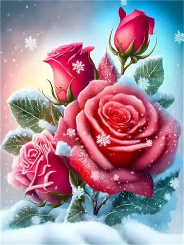 Puzzle 1200 Teile für Erwachsene, EIN Herausforderndes Rätsel, Kreative Unterhaltung Puzzles Wunderschönes Dekoration Puzzle Geschenke, Thema:Schneeflocke Rote Rose von Tainrun