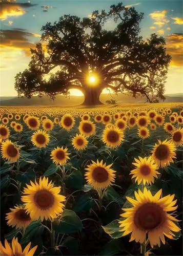 Puzzle 1500 Teile,Puzzles für Erwachsene Baum Sonnenblume,EIN Herausforderndes Rätsel,puzzlespiele für Die Ganze Familie,Geschenke für Erwachsene und Kinder von Tainrun