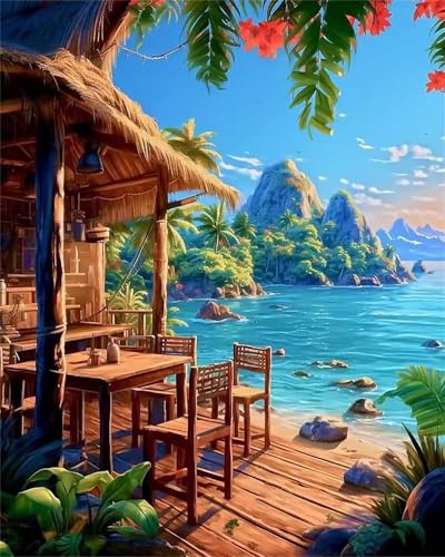 Puzzle 1500 Teile,Puzzles für Erwachsene Grashütte am Meer,EIN Herausforderndes Rätsel,puzzlespiele für Die Ganze Familie,Geschenke für Erwachsene und Kinder von Tainrun