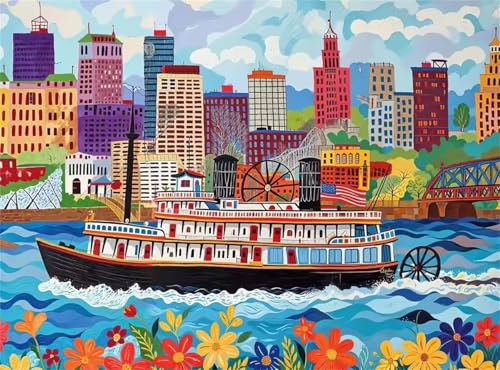 Puzzle 1500 Teile Erwachsene,Puzzle für Erwachsene und Kinder 1500 Teile,Gehirn-Herausforderung,Puzzles Pädagogisches Spiel,Puzzles mit Stadtschiff-Motiv von Tainrun