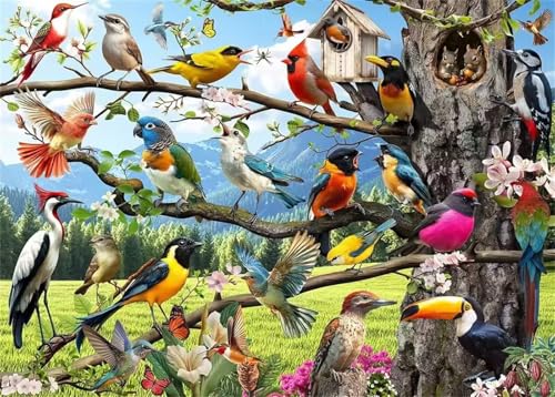Puzzle 1500 Teile Erwachsene,Puzzle für Erwachsene und Kinder 1500 Teile,Gehirn-Herausforderung,Puzzles Pädagogisches Spiel,Puzzles mit Tiere Vögel-Motiv von Tainrun