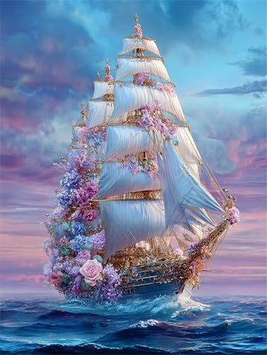 Puzzle 1500 Teile für Erwachsene, Seeblumen-Schiff 87x57cm Puzzle Erwachsene 1500 Teile Lernspiel Herausforderung Spielzeug, Geschicklichkeitsspiel für die ganze Familie von Tainrun