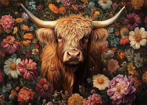 Puzzle 200 Teile Erwachsene,Puzzle für Erwachsene und Kinder 200 Teile,Gehirn-Herausforderung,Puzzles Pädagogisches Spiel,Puzzles mit Blume Kuh-Motiv von Tainrun