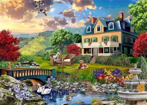Puzzle 200 Teile Erwachsene,Puzzle für Erwachsene und Kinder 200 Teile,Gehirn-Herausforderung,Puzzles Pädagogisches Spiel,Puzzles mit Brückengärten-Motiv von Tainrun