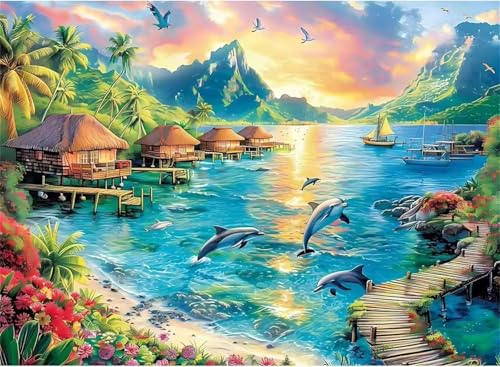 Puzzle 200 Teile Erwachsene,Puzzle für Erwachsene und Kinder 200 Teile,Gehirn-Herausforderung,Puzzles Pädagogisches Spiel,Puzzles mit Feriendorf-Motiv von Tainrun
