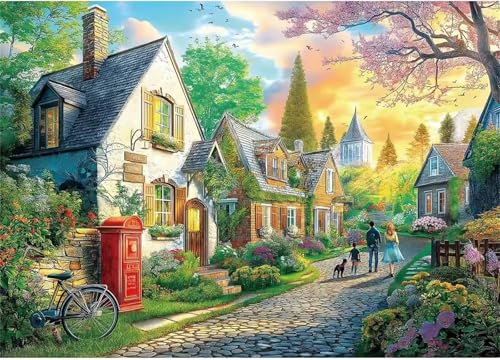 Puzzle 200 Teile Erwachsene,Puzzle für Erwachsene und Kinder 200 Teile,Gehirn-Herausforderung,Puzzles Pädagogisches Spiel,Puzzles mit Frühlingsstraße-Motiv von Tainrun
