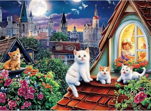 Puzzle 200 Teile Erwachsene,Puzzle für Erwachsene und Kinder 200 Teile,Gehirn-Herausforderung,Puzzles Pädagogisches Spiel,Puzzles mit Gartenkatze-Motiv von Tainrun