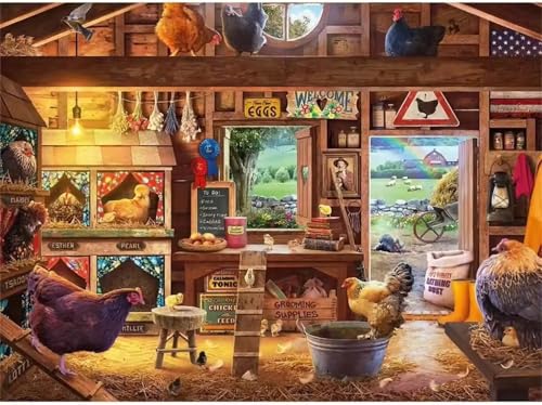 Puzzle 200 Teile Erwachsene,Puzzle für Erwachsene und Kinder 200 Teile,Gehirn-Herausforderung,Puzzles Pädagogisches Spiel,Puzzles mit Hühnerhaus dem Bauernhof-Motiv von Tainrun
