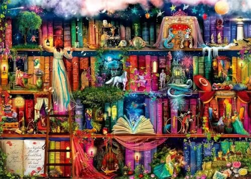 Puzzle 200 Teile Erwachsene,Puzzle für Erwachsene und Kinder 200 Teile,Gehirn-Herausforderung,Puzzles Pädagogisches Spiel,Puzzles mit Magisches Bücherregal-Motiv von Tainrun