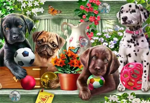 Puzzle 200 Teile Erwachsene,Puzzle für Erwachsene und Kinder 200 Teile,Gehirn-Herausforderung,Puzzles Pädagogisches Spiel,Puzzles mit Tier Hund Blume-Motiv von Tainrun
