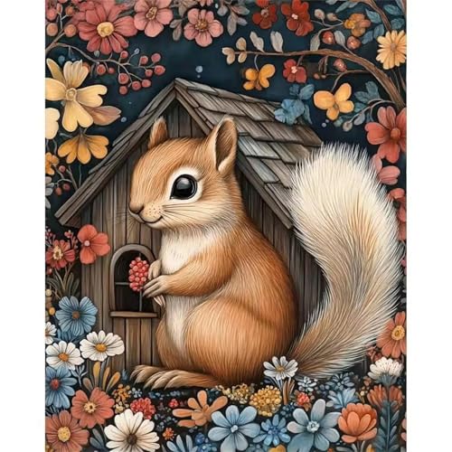 Puzzle 200 Teile für Erwachsene, Tier Eichhörnchen Blume 35x25cm Puzzle Erwachsene 200 Teile Lernspiel Herausforderung Spielzeug, Geschicklichkeitsspiel für die ganze Familie von Tainrun