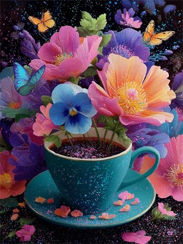 Puzzle 2000 Teile für Erwachsene, Kaffee Bunte Blumen 100x70cm Puzzle Erwachsene 2000 Teile Lernspiel Herausforderung Spielzeug, Geschicklichkeitsspiel für die ganze Familie von Tainrun