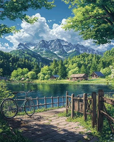 Puzzle 2000 Teile für Erwachsene, Lake Mountains Fahrrad 100x70cm Puzzle Erwachsene 2000 Teile Lernspiel Herausforderung Spielzeug, Geschicklichkeitsspiel für die ganze Familie von Tainrun