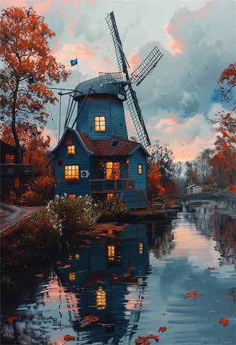 Puzzle 2000 Teile für Erwachsene, Schönes Windmühlenhaus 100x70cm Puzzle Erwachsene 2000 Teile Lernspiel Herausforderung Spielzeug, Geschicklichkeitsspiel für die ganze Familie von Tainrun