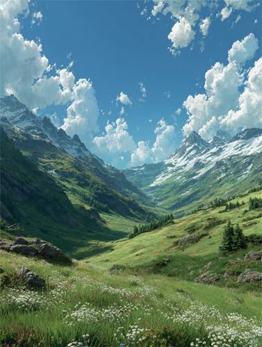 Puzzle 30 Teile für Erwachsene, Alpines Grünes Tal 25x20cm Puzzle Erwachsene 30 Teile Lernspiel Herausforderung Spielzeug, Geschicklichkeitsspiel für die ganze Familie von Tainrun