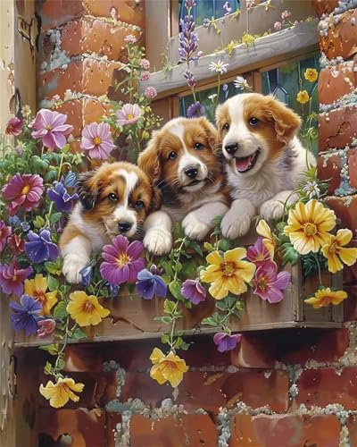 Puzzle 30 Teile für Erwachsene, EIN Herausforderndes Rätsel, Kreative Unterhaltung Puzzles Wunderschönes Dekoration Puzzle Geschenke, Thema:Blume Tier Hund von Tainrun