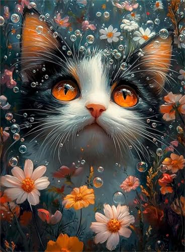 Puzzle 30 Teile für Erwachsene, EIN Herausforderndes Rätsel, Kreative Unterhaltung Puzzles Wunderschönes Dekoration Puzzle Geschenke, Thema:Bubble Blume Katze von Tainrun