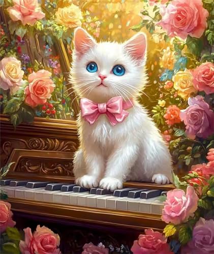 Puzzle 30 Teile für Erwachsene, EIN Herausforderndes Rätsel, Kreative Unterhaltung Puzzles Wunderschönes Dekoration Puzzle Geschenke, Thema:Garten Klavier Katze von Tainrun