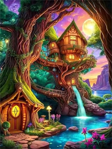 Puzzle 30 Teile für Erwachsene, EIN Herausforderndes Rätsel, Kreative Unterhaltung Puzzles Wunderschönes Dekoration Puzzle Geschenke, Thema:Haus Lake Tree von Tainrun