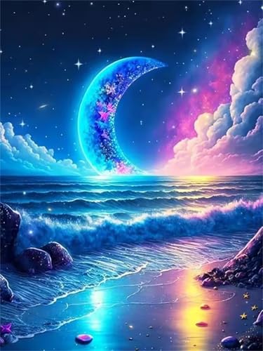Puzzle 30 Teile für Erwachsene, EIN Herausforderndes Rätsel, Kreative Unterhaltung Puzzles Wunderschönes Dekoration Puzzle Geschenke, Thema:Himmel Mond Meer von Tainrun
