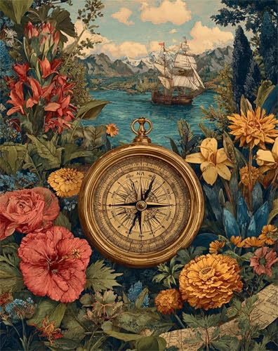 Puzzle 30 Teile für Erwachsene, EIN Herausforderndes Rätsel, Kreative Unterhaltung Puzzles Wunderschönes Dekoration Puzzle Geschenke, Thema:Kompass Segelboot von Tainrun
