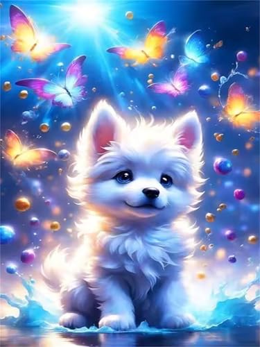 Puzzle 30 Teile für Erwachsene, EIN Herausforderndes Rätsel, Kreative Unterhaltung Puzzles Wunderschönes Dekoration Puzzle Geschenke, Thema:Mondschein Hund Schmetterling von Tainrun