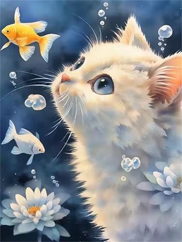 Puzzle 30 Teile für Erwachsene, EIN Herausforderndes Rätsel, Kreative Unterhaltung Puzzles Wunderschönes Dekoration Puzzle Geschenke, Thema:Neugierige Katze Lotus von Tainrun