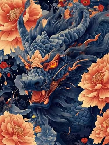 Puzzle 30 Teile für Erwachsene, EIN Herausforderndes Rätsel, Kreative Unterhaltung Puzzles Wunderschönes Dekoration Puzzle Geschenke, Thema:Pfingstrose Drache von Tainrun