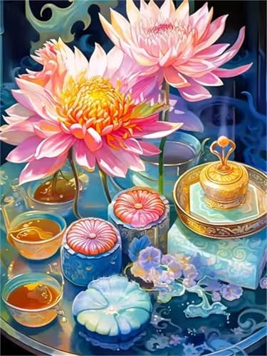 Puzzle 30 Teile für Erwachsene, EIN Herausforderndes Rätsel, Kreative Unterhaltung Puzzles Wunderschönes Dekoration Puzzle Geschenke, Thema:Rosa Lotus Tee von Tainrun