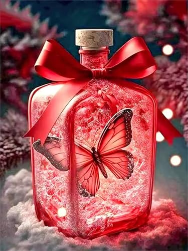 Puzzle 30 Teile für Erwachsene, EIN Herausforderndes Rätsel, Kreative Unterhaltung Puzzles Wunderschönes Dekoration Puzzle Geschenke, Thema:Rote Schmetterlingsflasche von Tainrun