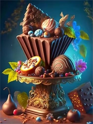 Puzzle 30 Teile für Erwachsene, EIN Herausforderndes Rätsel, Kreative Unterhaltung Puzzles Wunderschönes Dekoration Puzzle Geschenke, Thema:Schokoladen-Obstteller von Tainrun